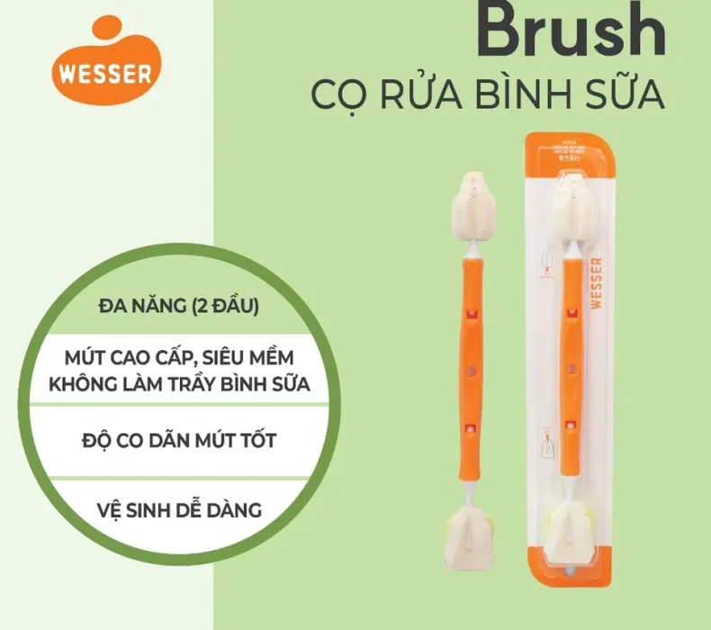 Dùng Thử Cọ Rửa Bình Sữa 2 Đầu Wesser: Có Đáng Mua Không?