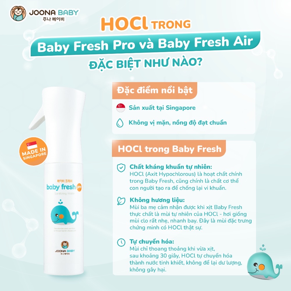 Thành phần HOCl trong xịt khử khuẩn Joona Baby Fresh
