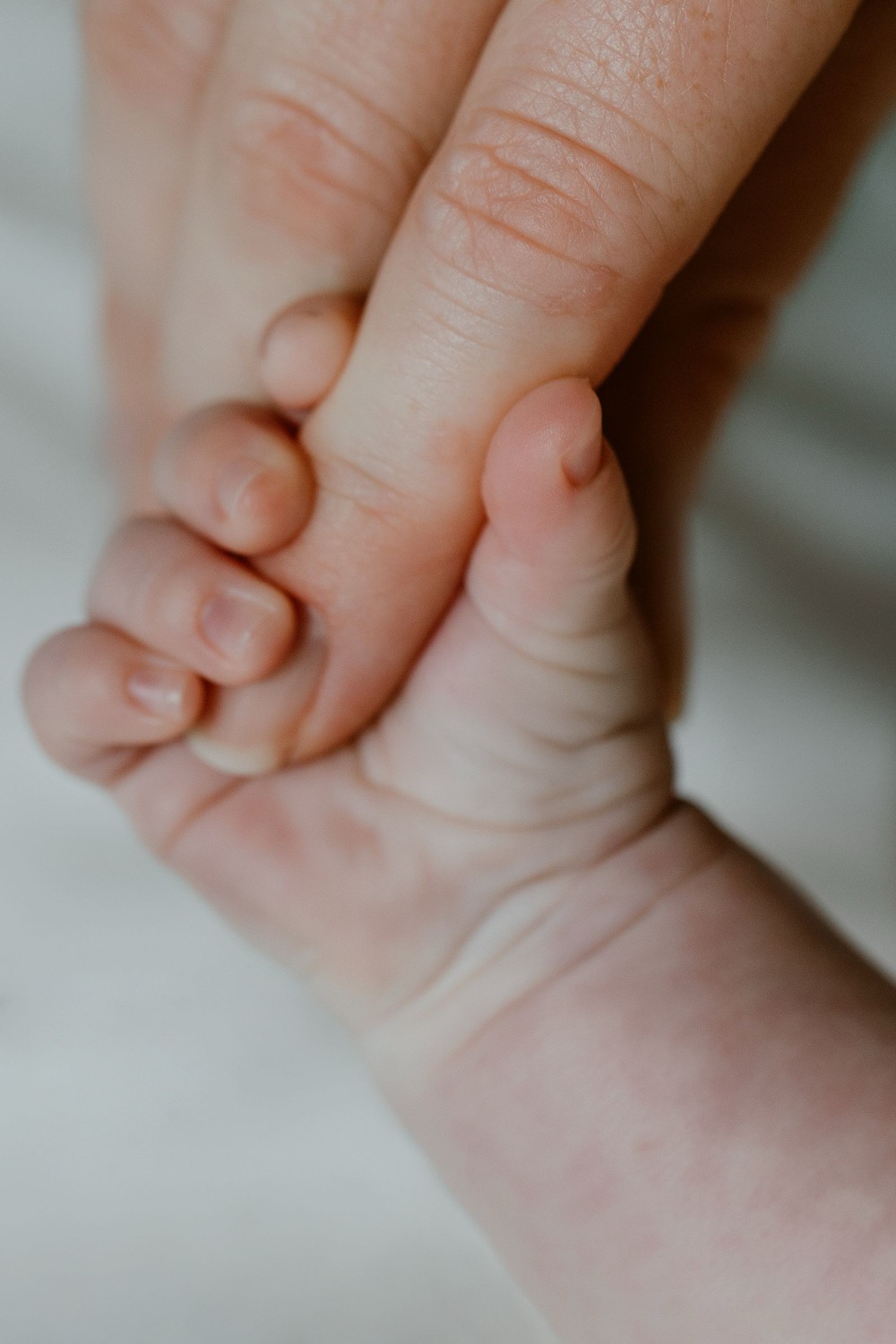 Bàn tay bé nắm ngón tay người lớn