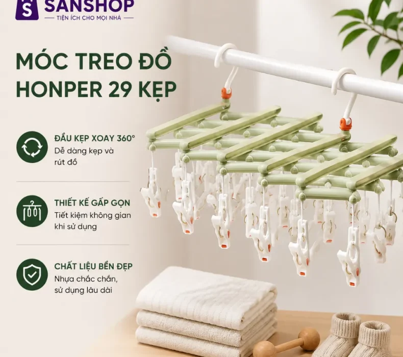 Móc Chùm Phơi Đồ 29 Kẹp Sanshop: Có Đáng Mua Không? Mẹ Kể Thật