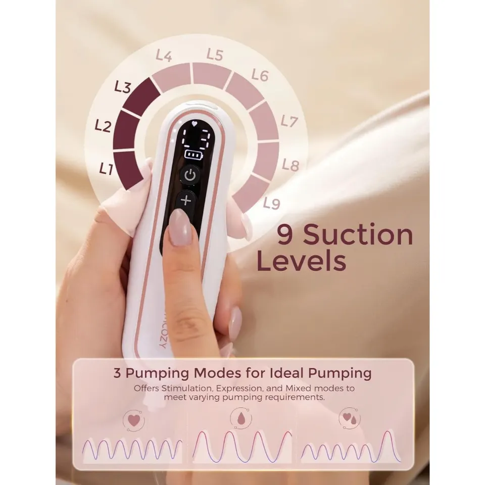 Máy hút sữa Momcozy V2 Pro có 9 mức lực hút và 3 chế độ bơm